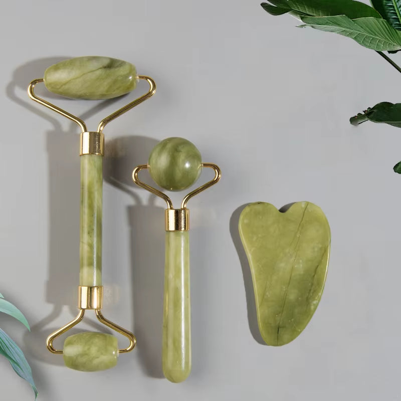 Natural Jade Roller Massager for Face Roller Gua Sha Jade Stone Face Massager Anti-Wrinkle Lift Facial Beauty Skin Care Tool