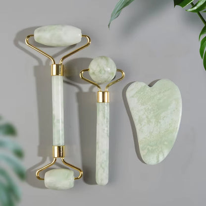 Natural Jade Roller Massager for Face Roller Gua Sha Jade Stone Face Massager Anti-Wrinkle Lift Facial Beauty Skin Care Tool