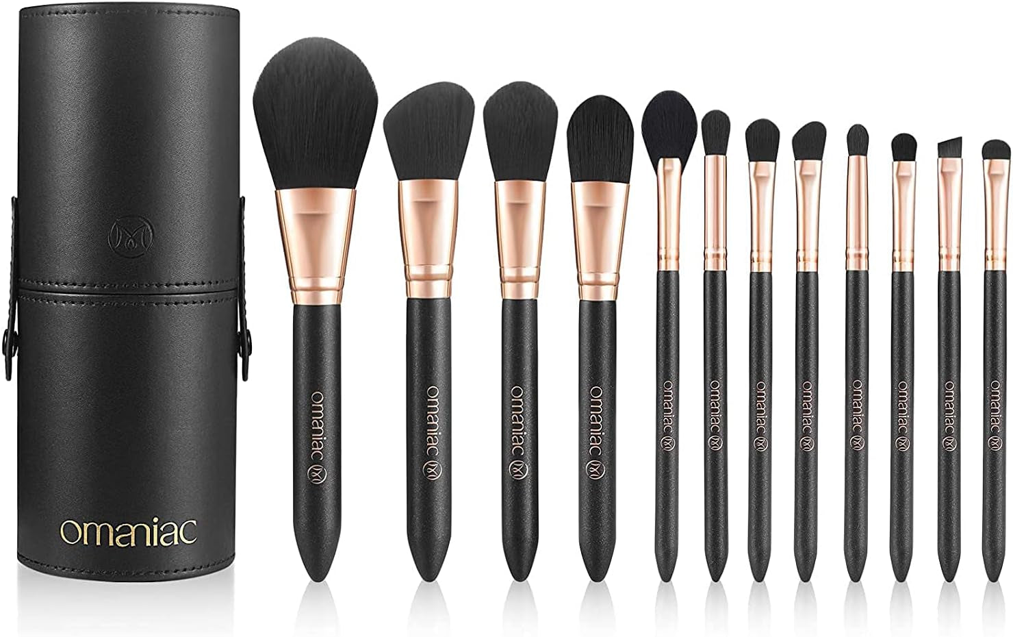 Professional Makeup Brushes Set (12Pcs), Pearl Flash Handles, Comfortable to Hold and Easy to Use. Black Travel Make up Brushes Set with Case