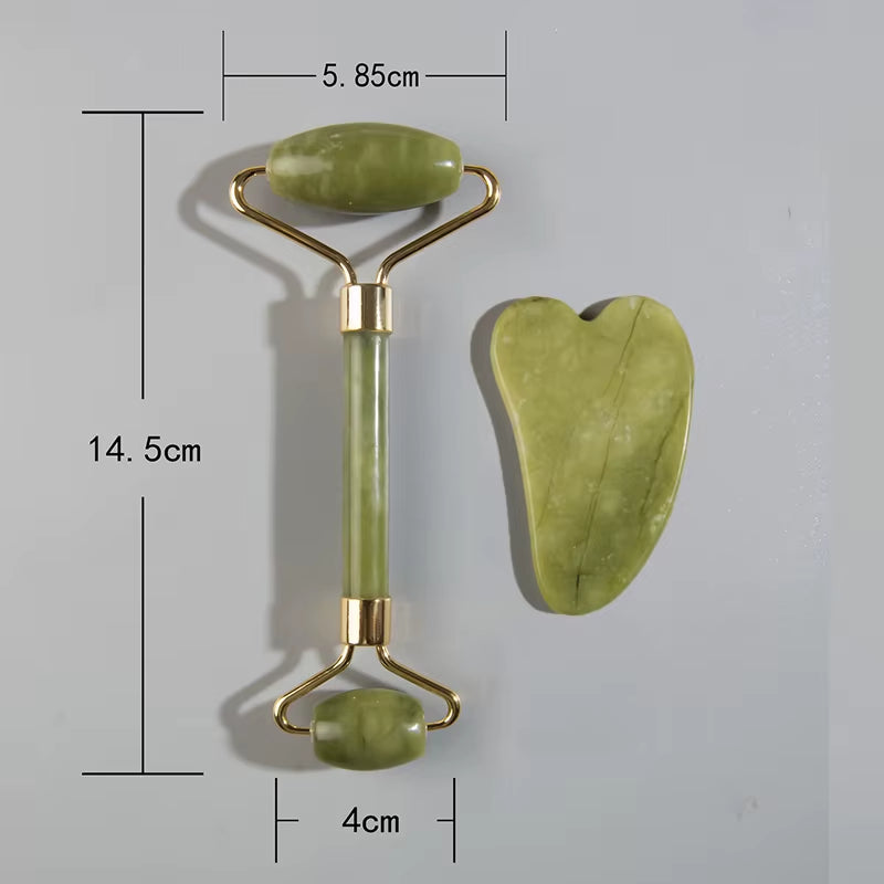 Natural Jade Roller Massager for Face Roller Gua Sha Jade Stone Face Massager Anti-Wrinkle Lift Facial Beauty Skin Care Tool